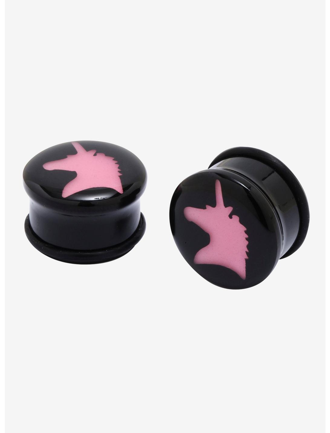 Acrylic Black & Pink Unicorn Plug 2 Pack, MULTI, hi-res