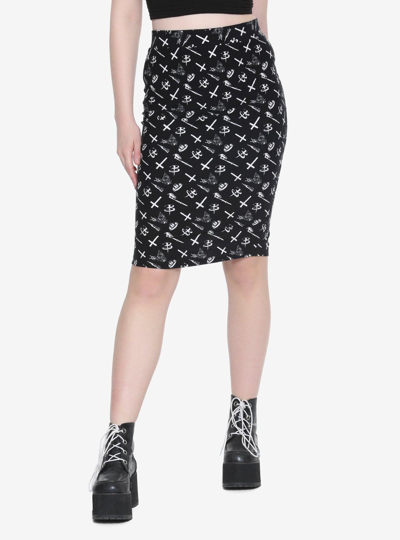 Buffy The Vampire Slayer Icons Pencil Skirt, BLACK, hi-res