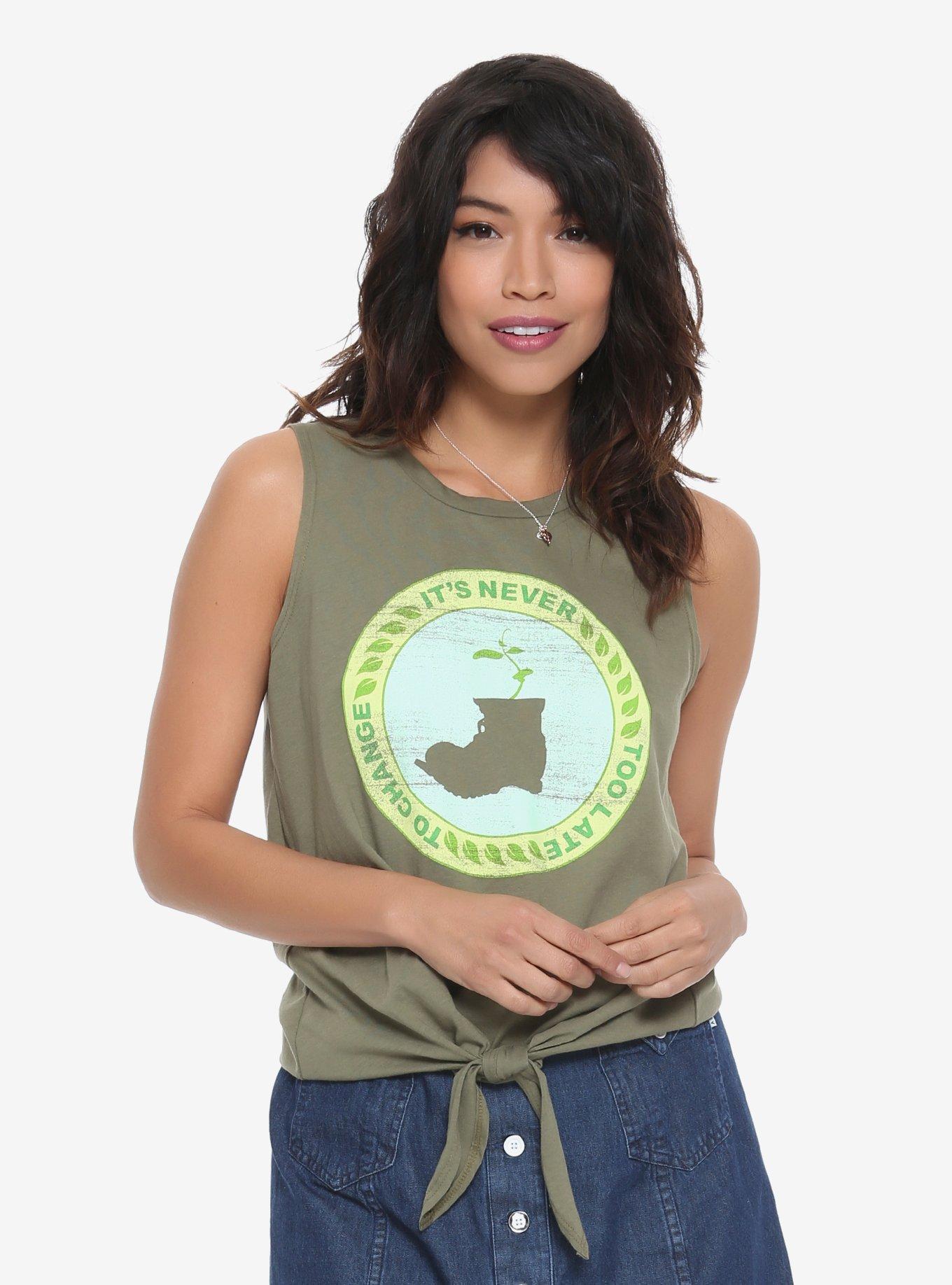 Disney Pixar WALL-E Never Too Late To Change Womens Tank Top, GREEN, hi-res