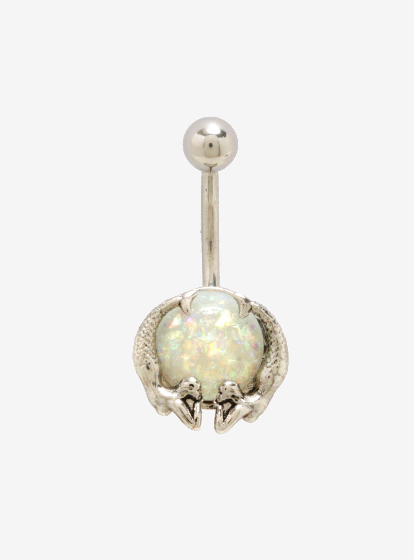 14G Steel Mermaid Opal Navel Barbell, , hi-res