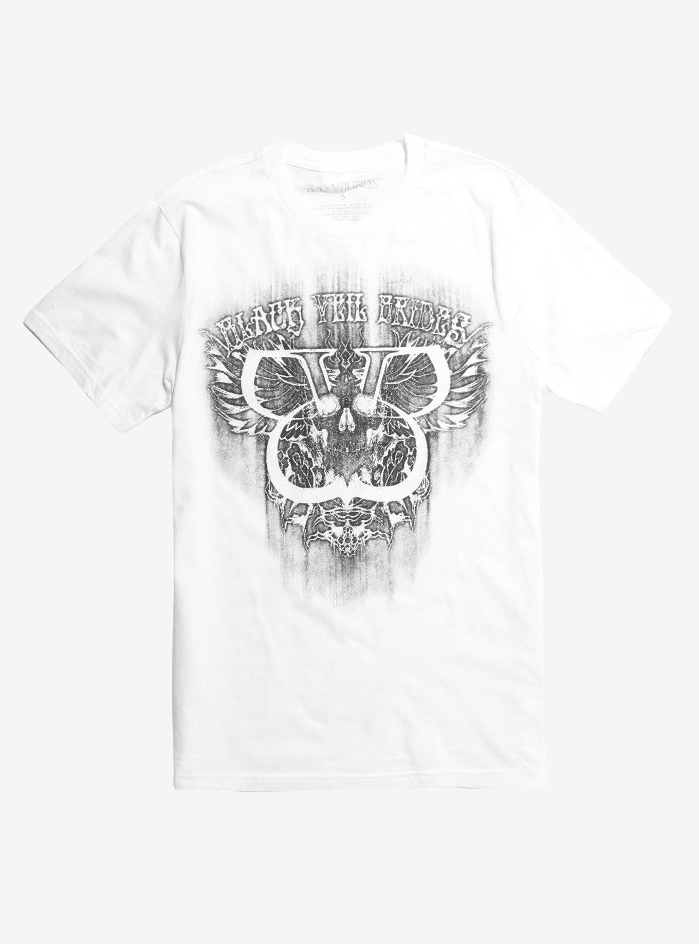 Black Veil Brides Winged Skull T-Shirt, WHITE, hi-res