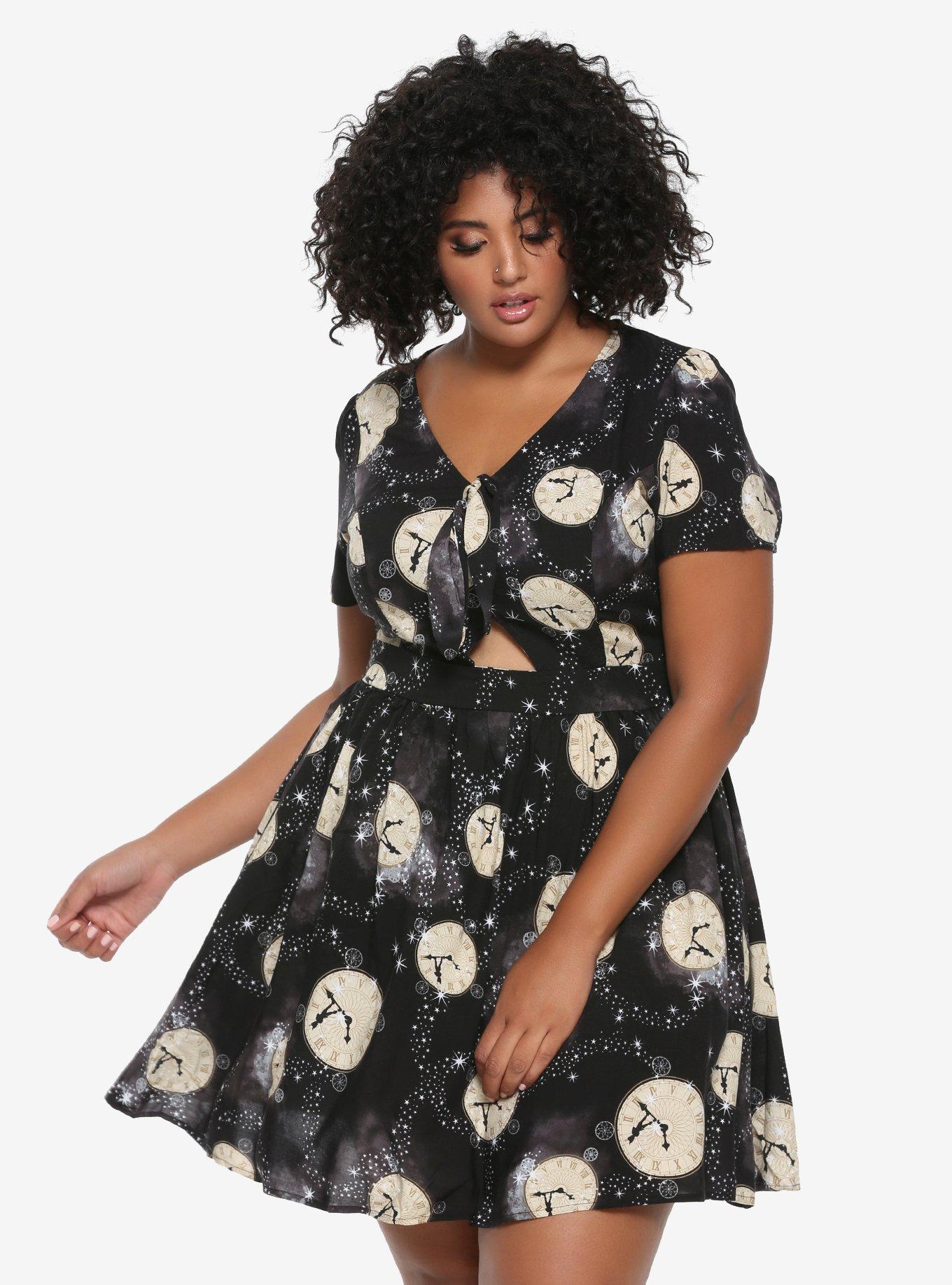 Disney Peter Pan Clock Tie-Front Dress Plus Size, MULTICOLOR, hi-res