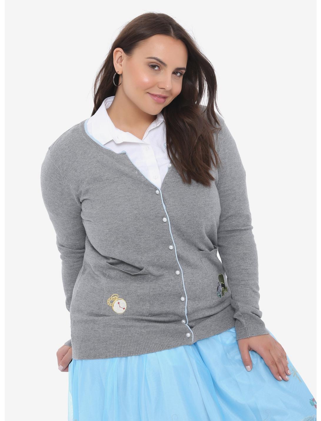 Disney Alice In Wonderland Grey High Tea Cardigan Plus Size, MULTI, hi-res