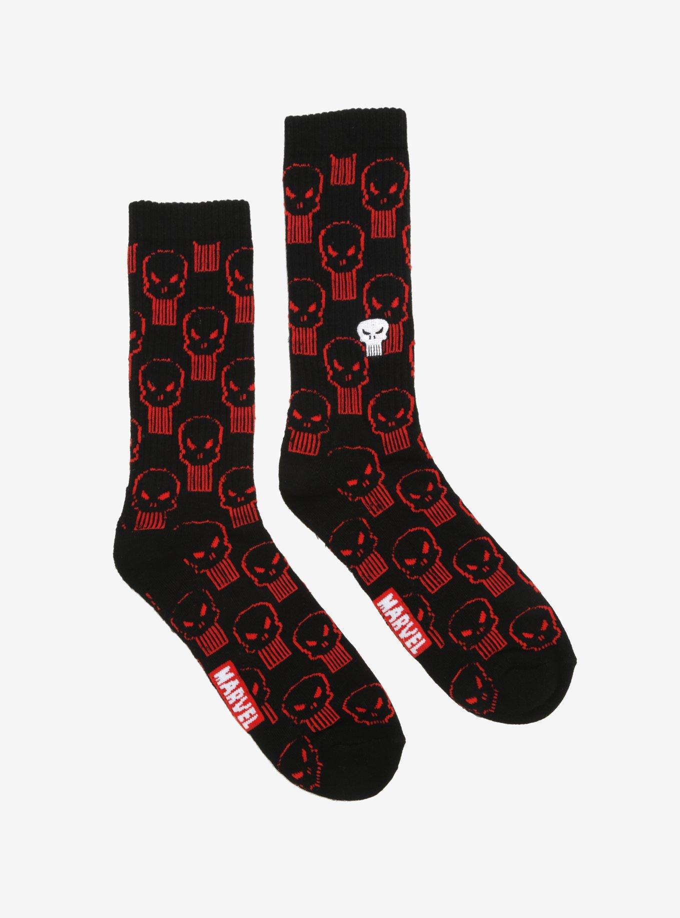 Marvel Punisher Tossed Crew Socks, , hi-res