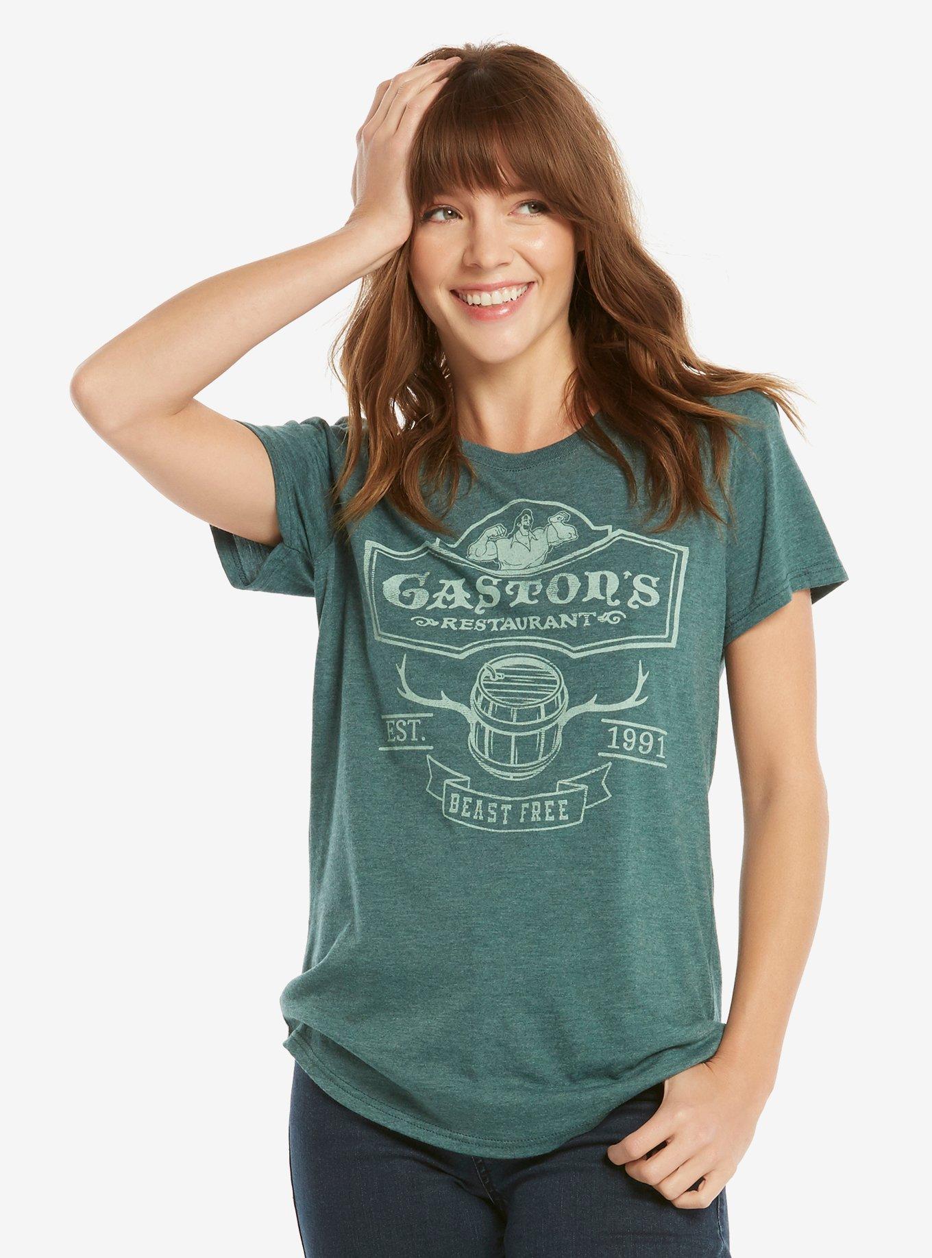 Disney Beauty And The Beast Gaston's Tavern Womens Tee - BoxLunch Exclusive, GREEN, hi-res