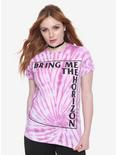 Bring Me The Horizon Pink Tie Dye Boyfriend Fit Girls T-Shirt, PINK, hi-res
