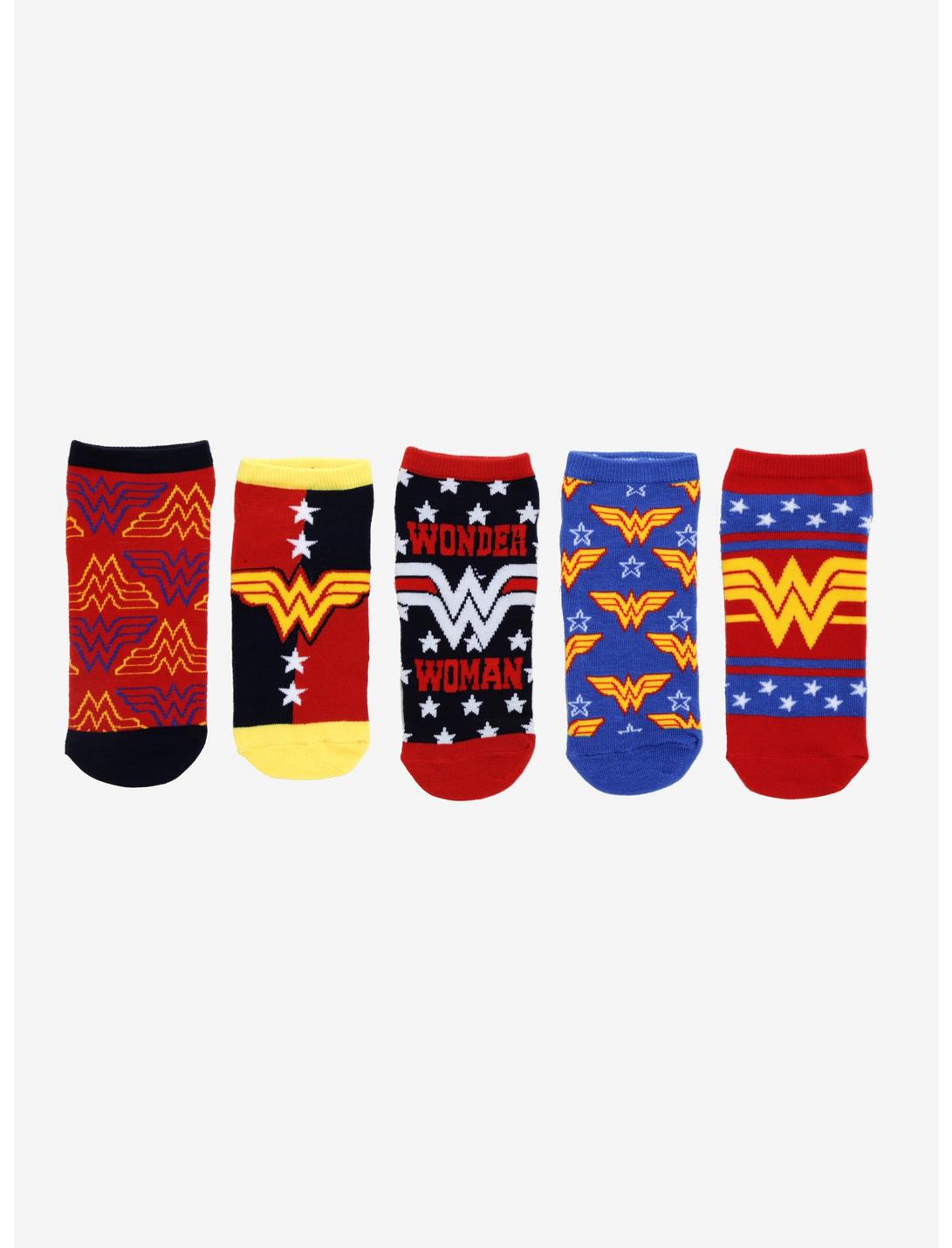 DC Comics Wonder Woman No-Show Socks 5 Pair, , hi-res