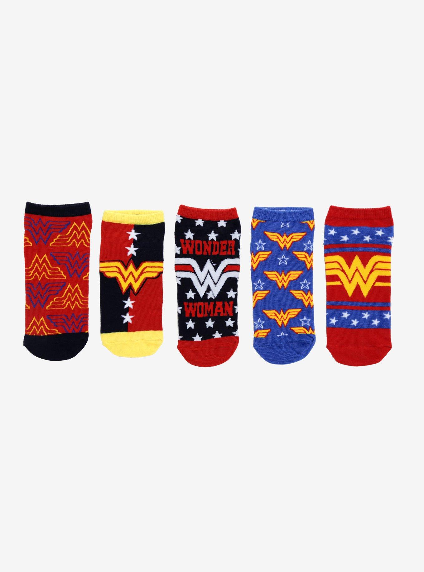 DC Comics Wonder Woman No-Show Socks 5 Pair, , hi-res