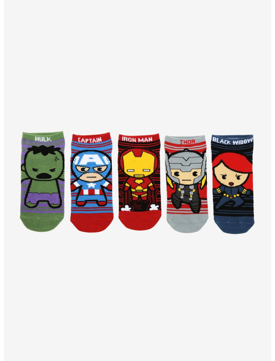 Marvel The Avengers Chibi No Show Socks 5 Pair, , hi-res
