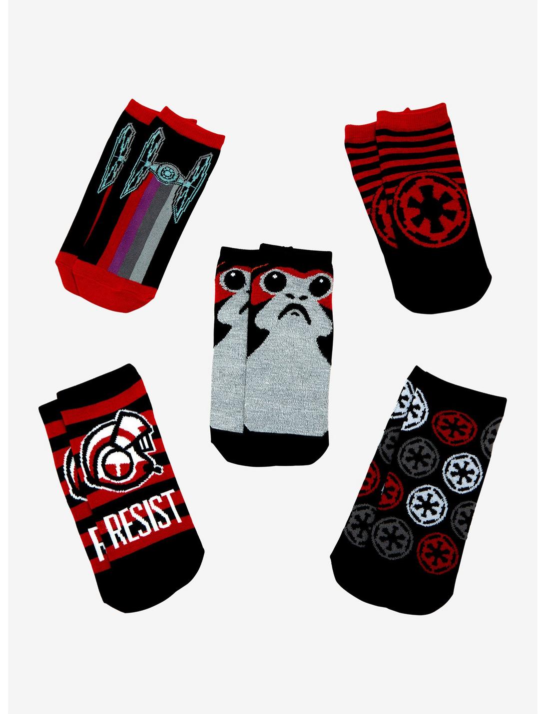 Star Wars Resist Porg No-Show Socks 5 Pair, , hi-res