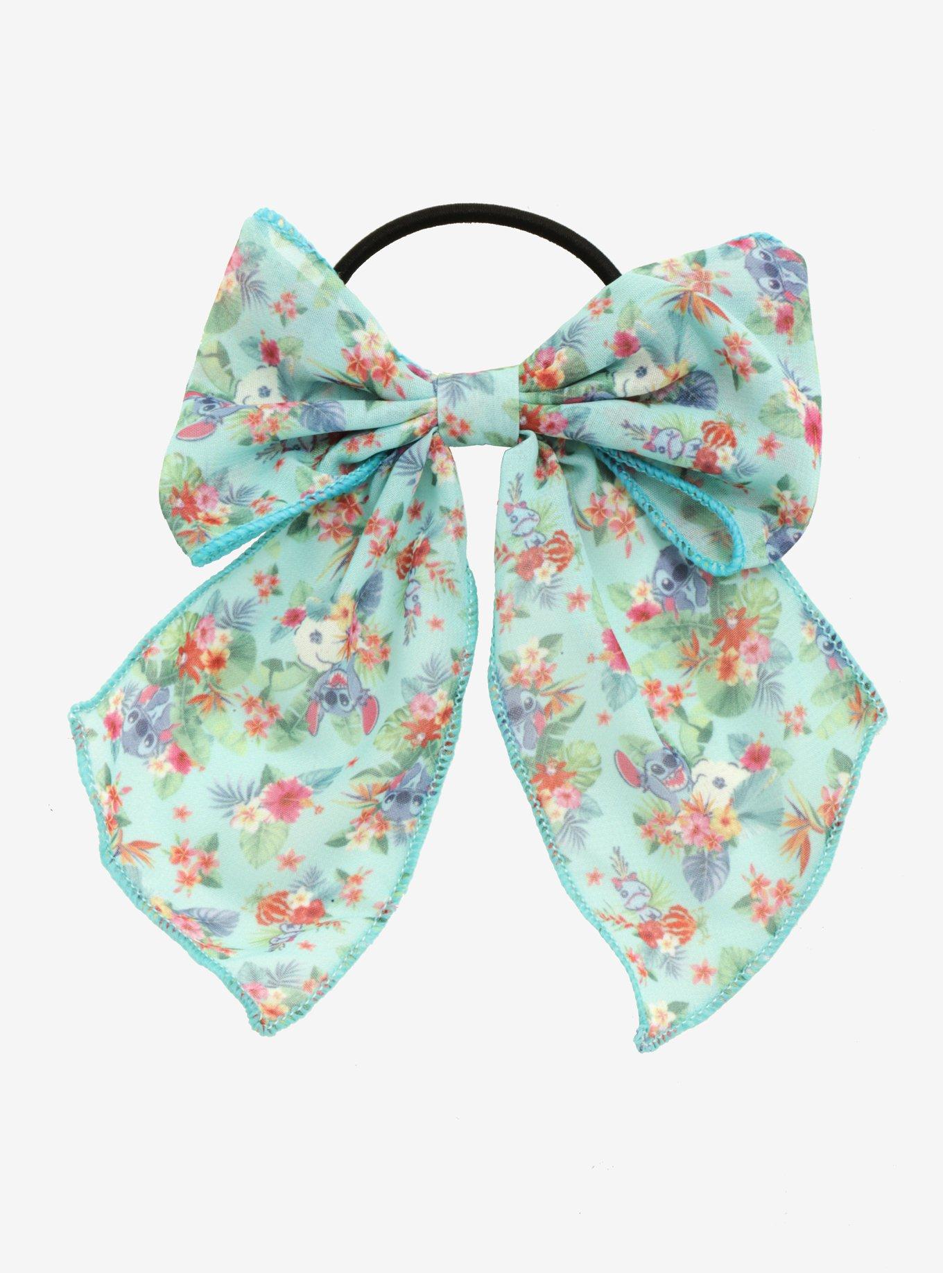 Disney Lilo & Stitch Floral Bow Hair Tie, , hi-res
