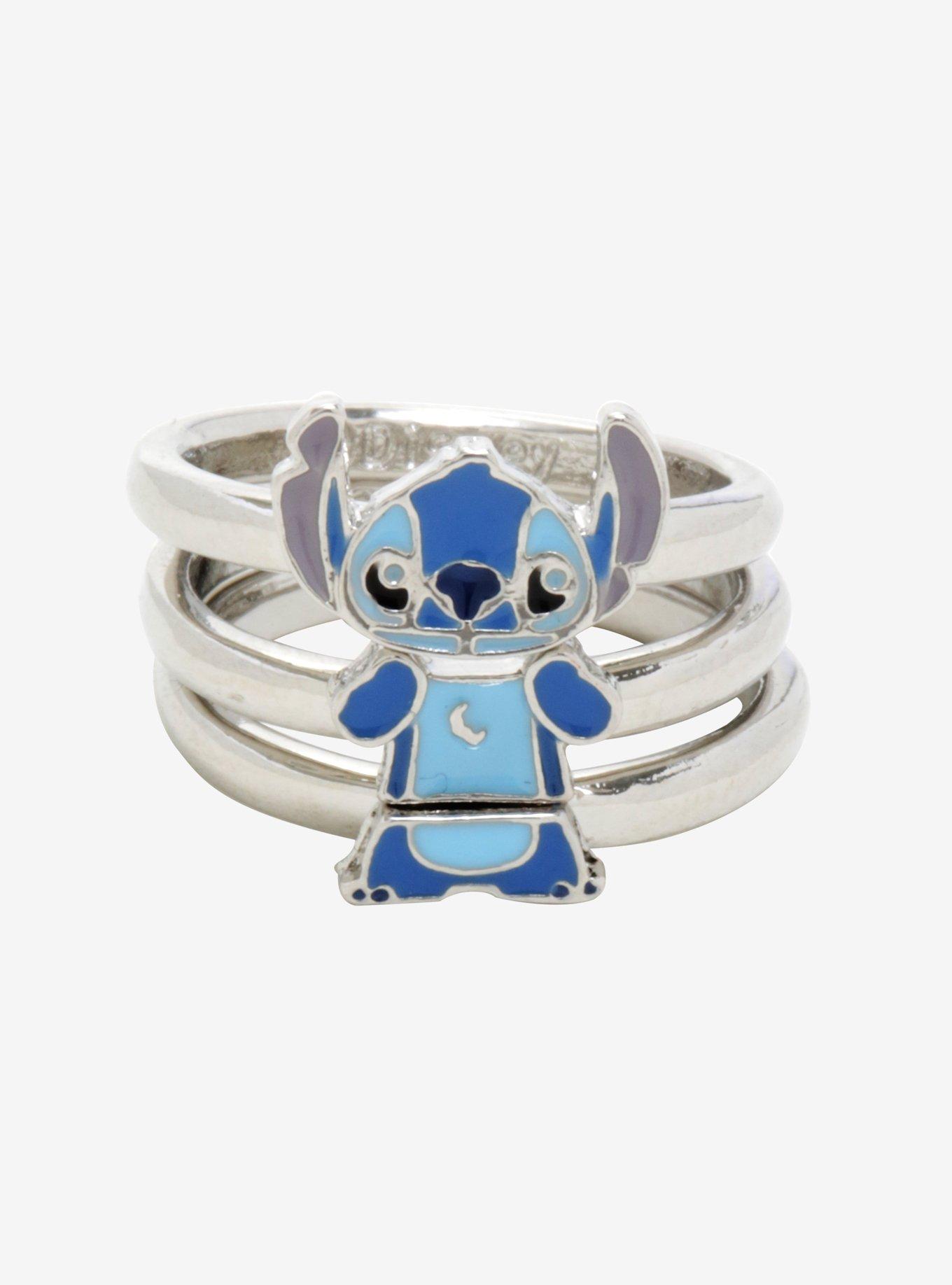 Disney Lilo & Stitch Blue & Pink Gold Plated Clear Stone Ring