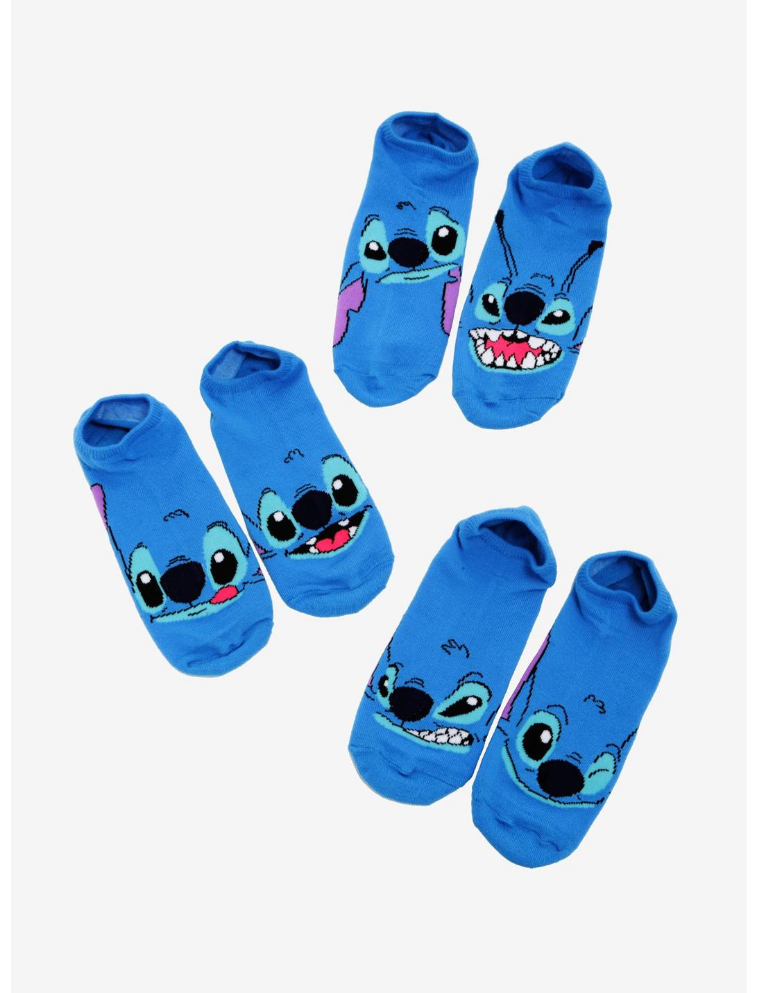 Disney Lilo & Stitch Assorted Face No-Show Socks 3 Pair, , hi-res