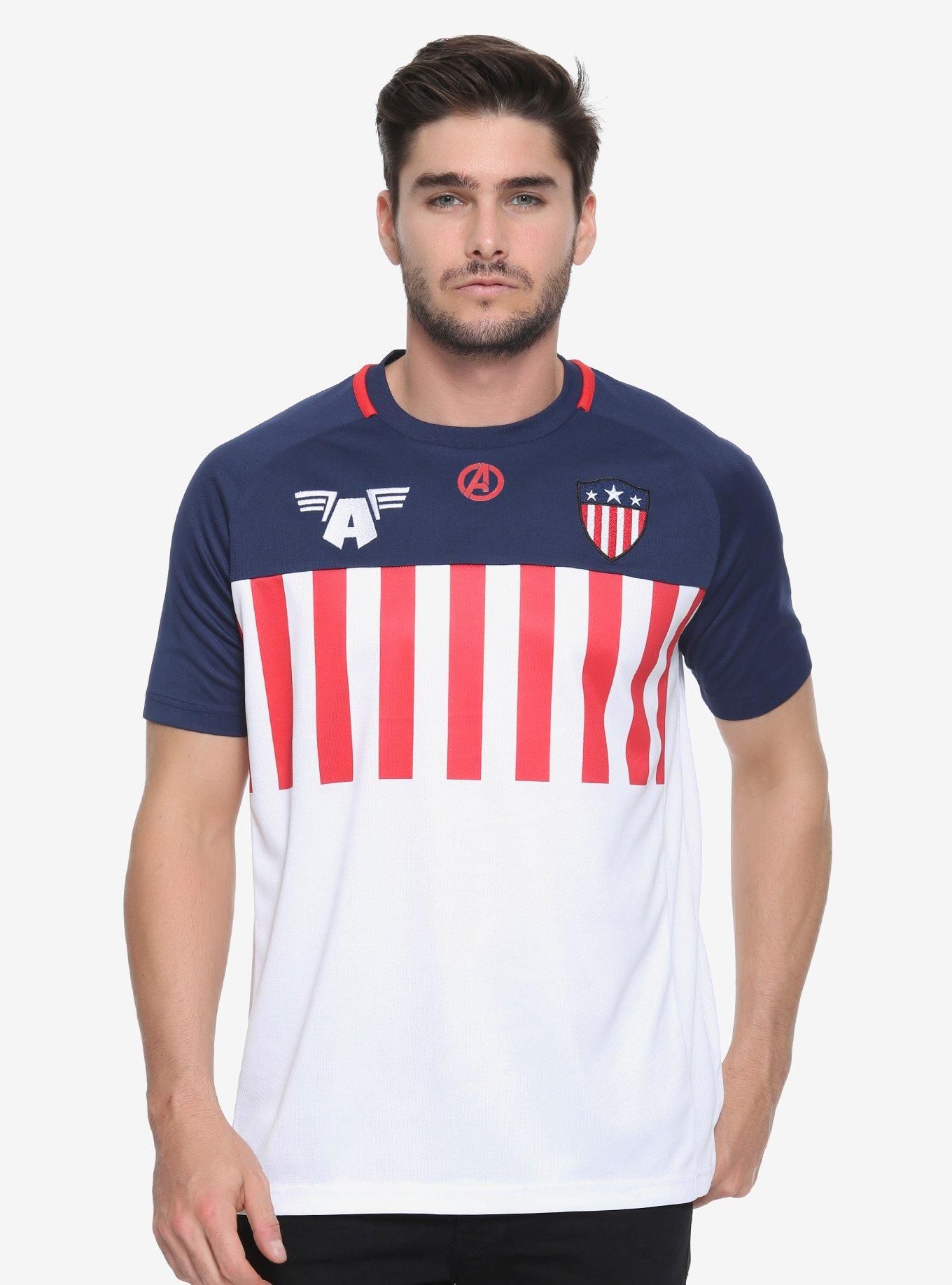 Marvel Avengers: Infinity War Captain America Club Jersey - BoxLunch Exclusive, BLUE, hi-res