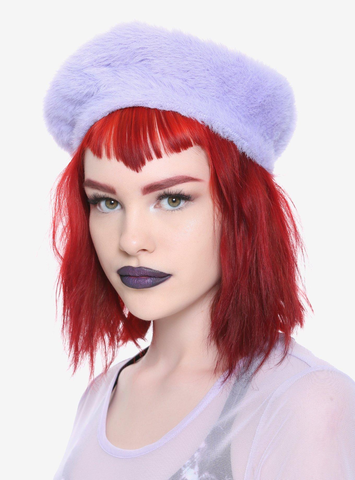 Lavender Fuzzy Beret, , hi-res