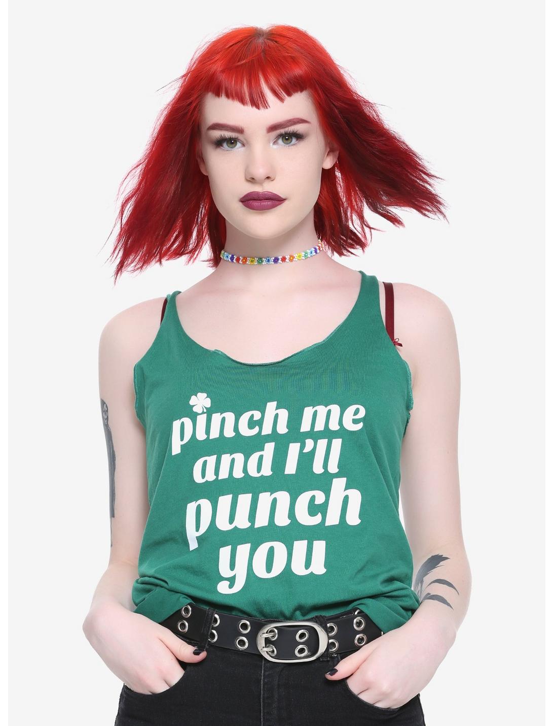 Pinch Me Punch You Girls Tank Top, GREEN, hi-res