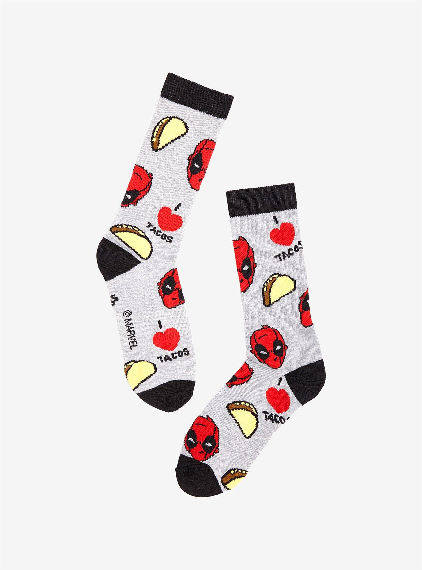 Marvel Deadpool Loves Tacos Socks, , hi-res