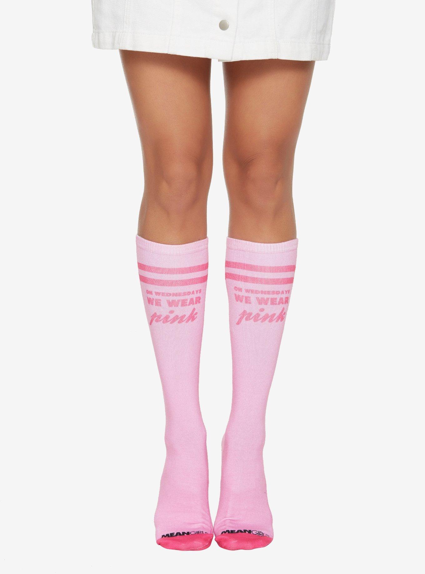 ☆MISCHIEF☆ RHOMBUS KNEE SOCKS Mean Girls Pink Knee High Socks | BoxLunch
