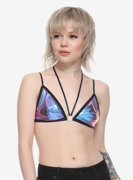 Club Exx Clear Holographic PVC Bra Top - Blue/Purple in 2024