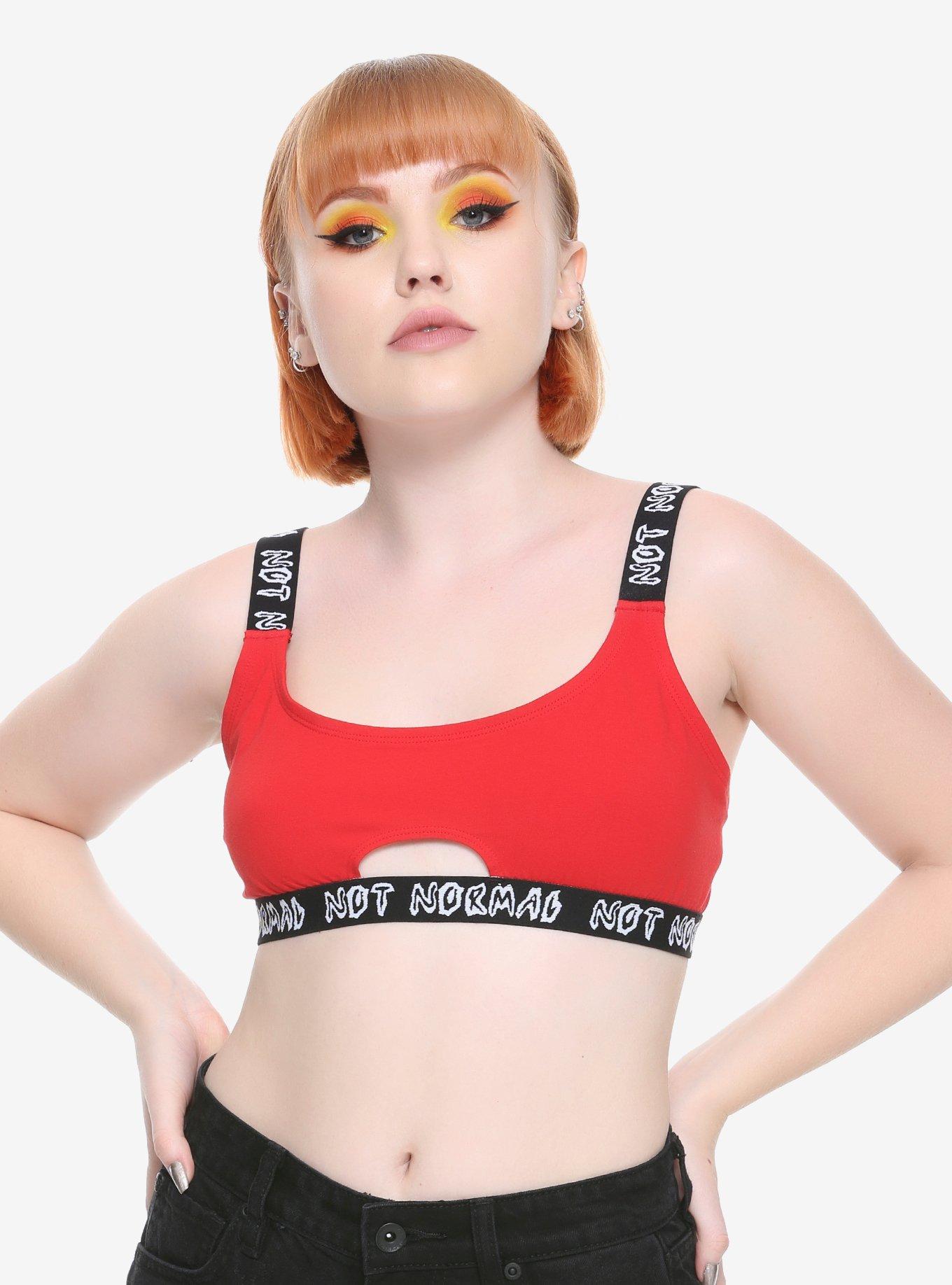 Red Not Normal Bralette, RED, hi-res