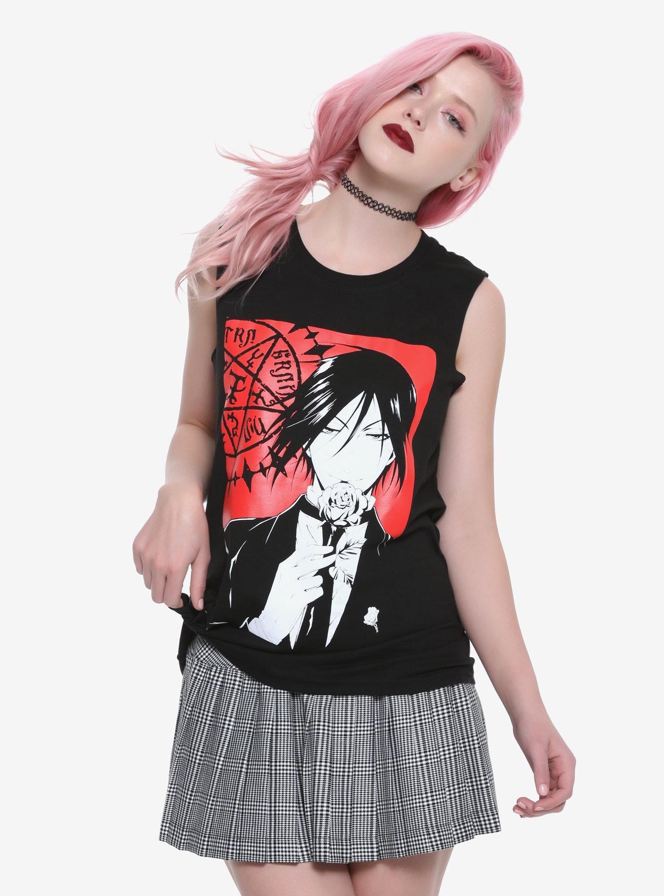 Black Butler Sebastian Contract Symbol Girls Muscle Top, BLACK, hi-res