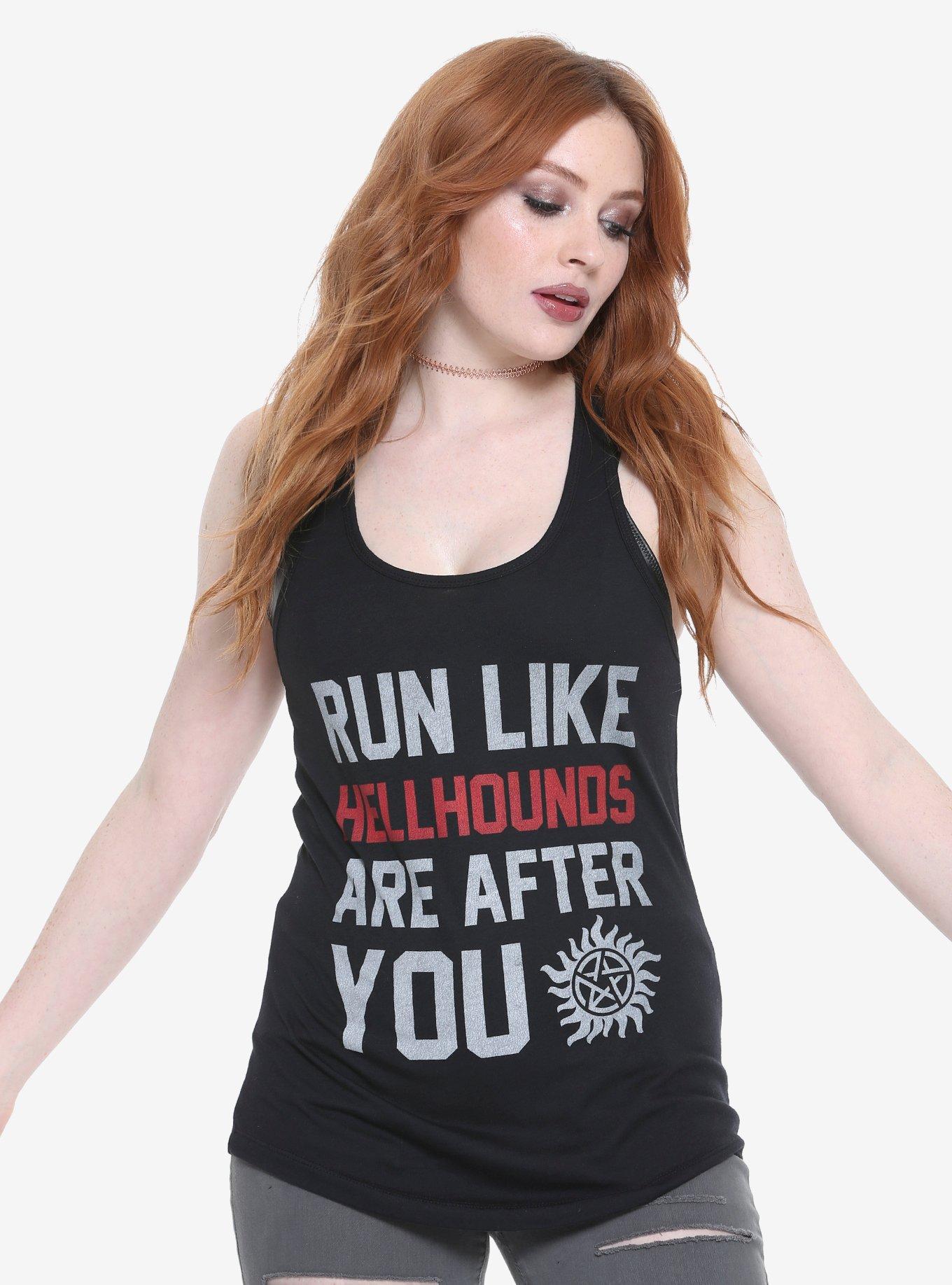 Supernatural Run Like Hellhounds Girls Tank Top, BLACK, hi-res