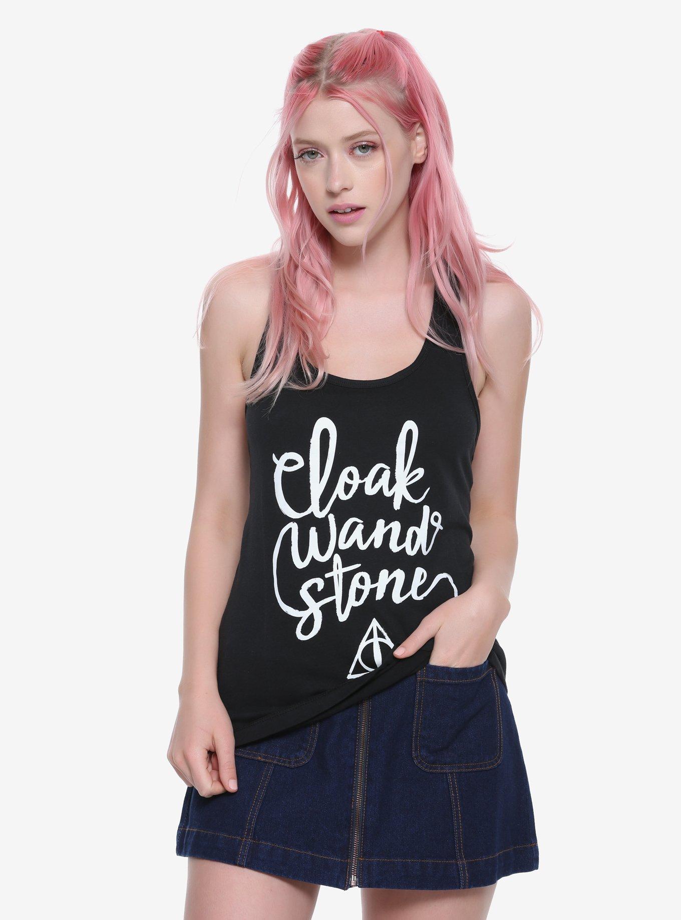 Harry Potter Cloak Wand Stone Girls Tank Top, BLACK, hi-res