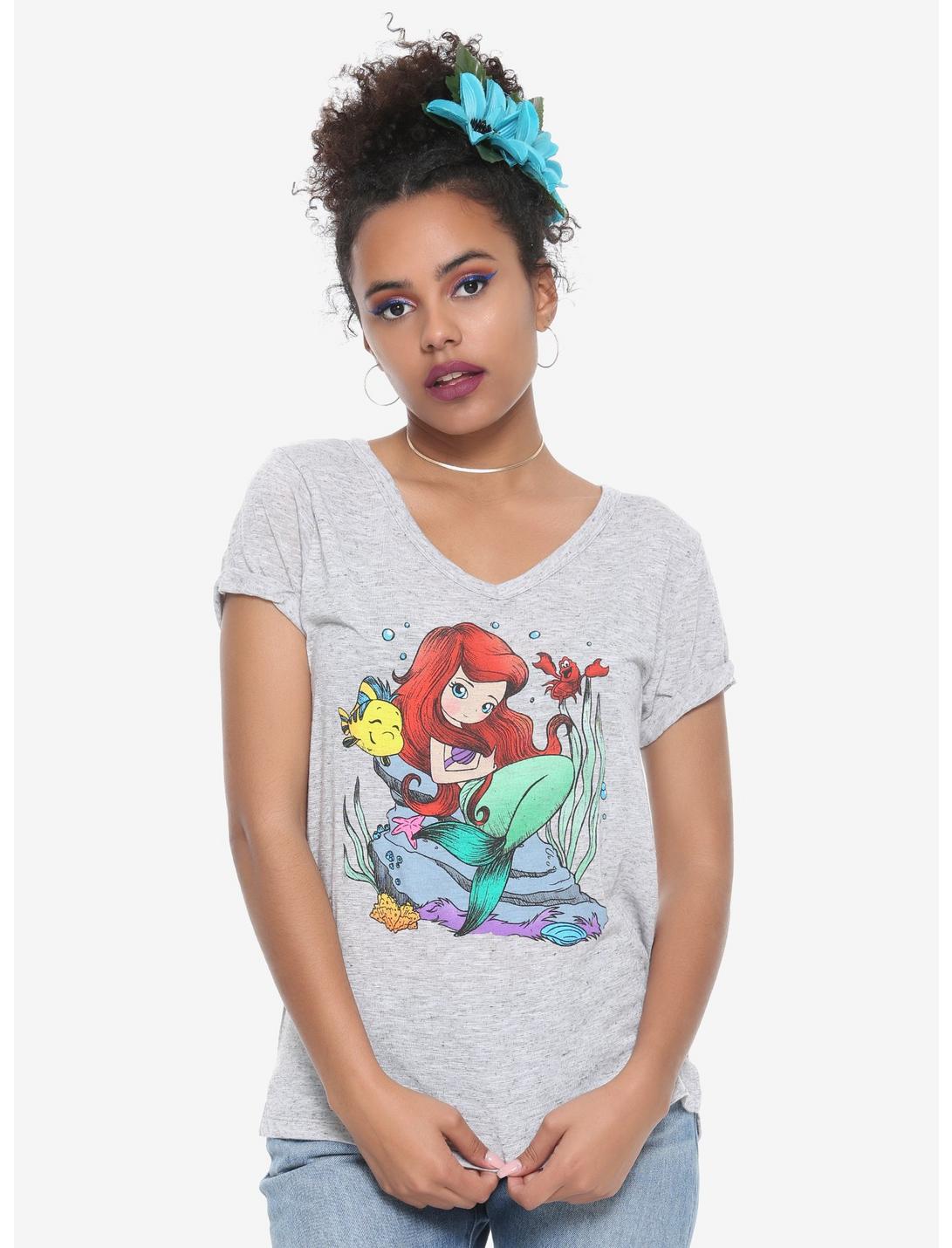 Disney The Little Mermaid Ariel Anime Girls T-Shirt, GREY, hi-res