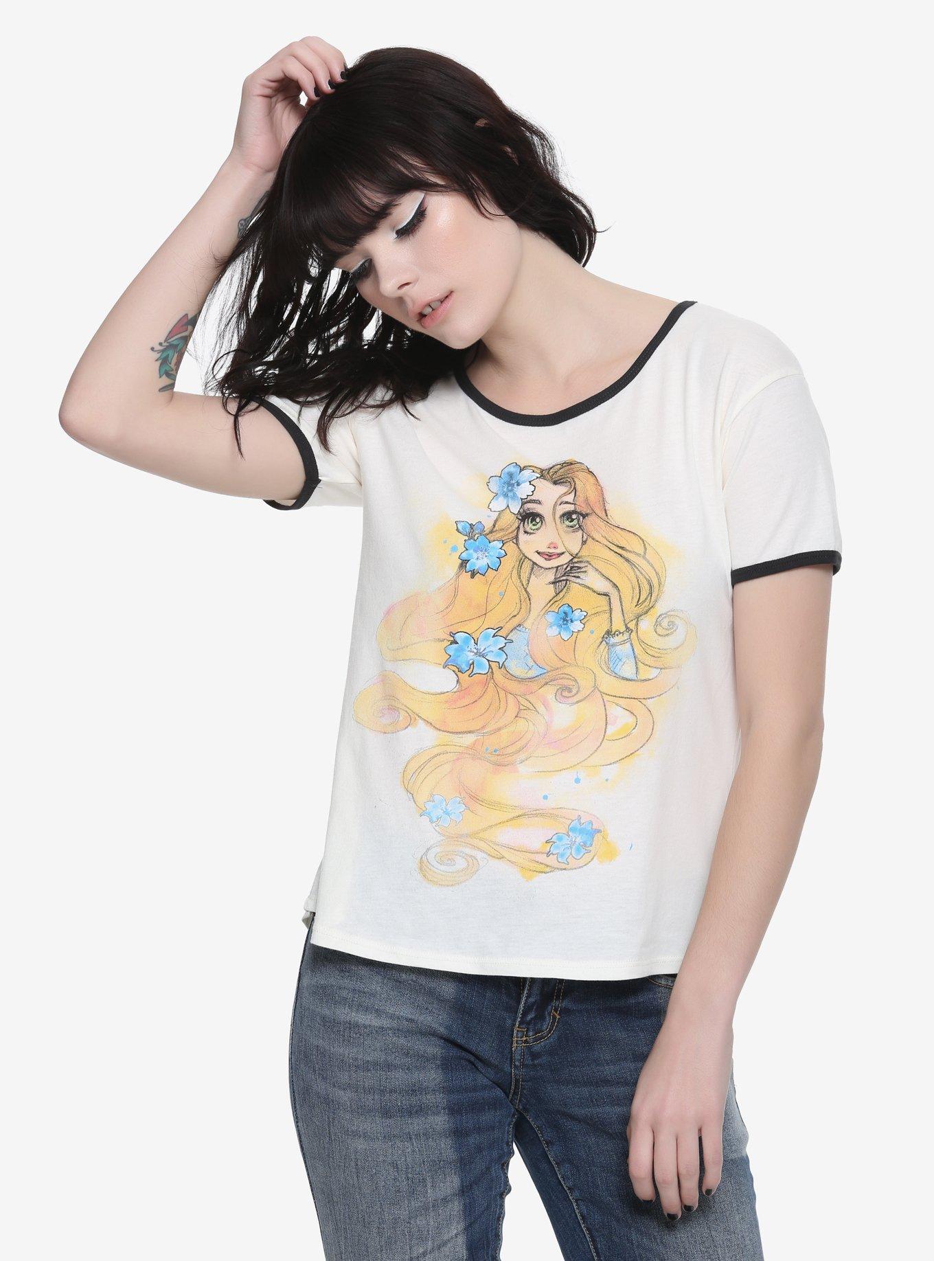 Disney Tangled Sketch Floral Girls Ringer T-Shirt, MULTI, hi-res
