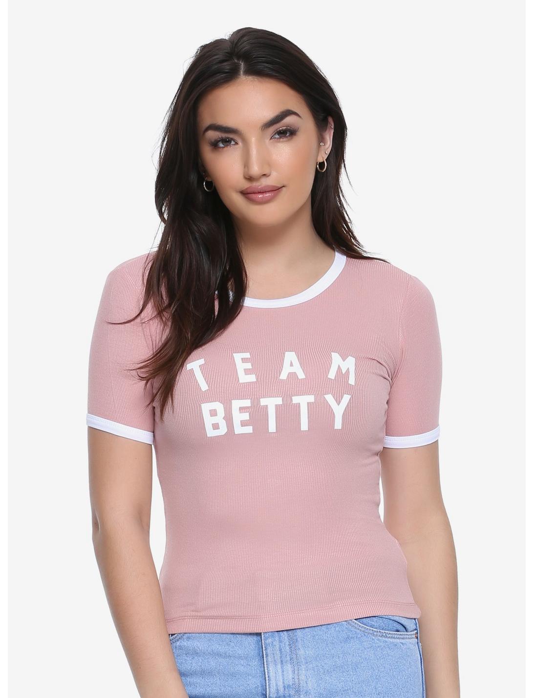 Archie Comics Betty & Veronica Team Betty Womens Ringer Tee, PINK, hi-res