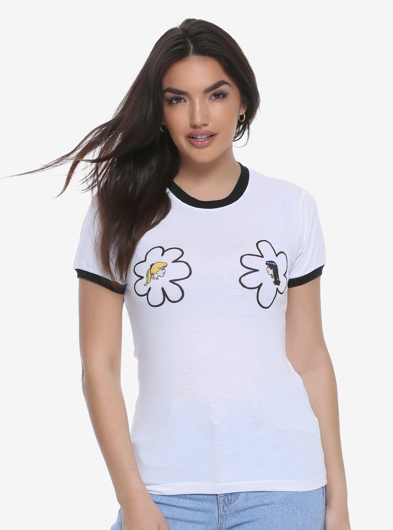 Archie Comics Betty & Veronica Daisy Womens Ringer Tee, BLACK MAGIC, hi-res