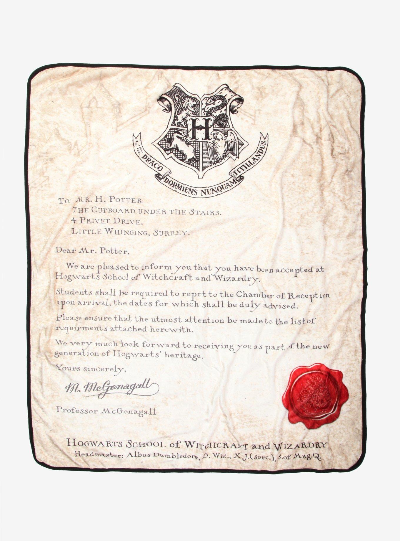 Harry Potter Acceptance Letter Throw Blanket, , hi-res