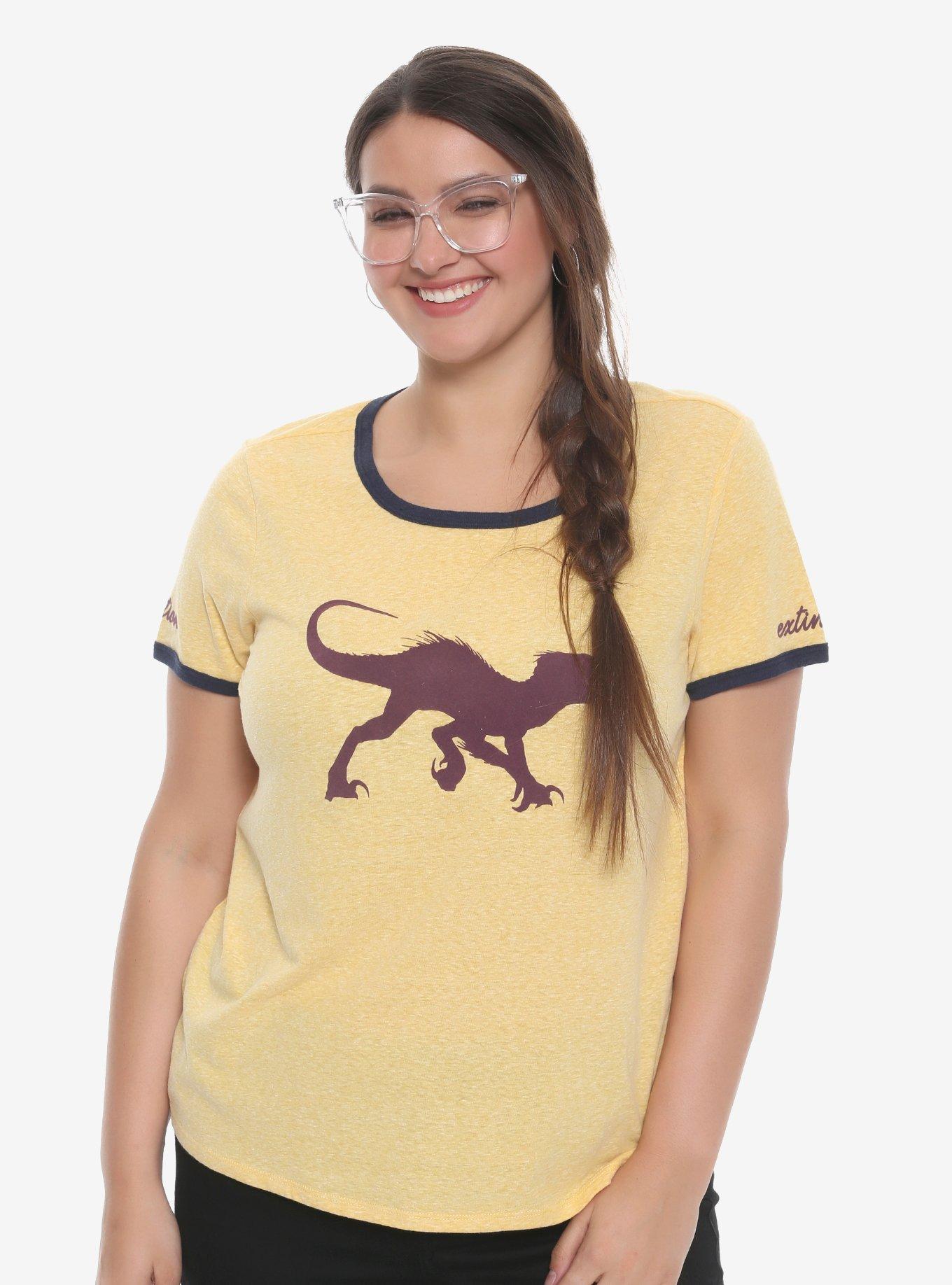 Jurassic World 2: Fallen Kingdom Raptor Girls Ringer T-Shirt Plus Size, YELLOW, hi-res