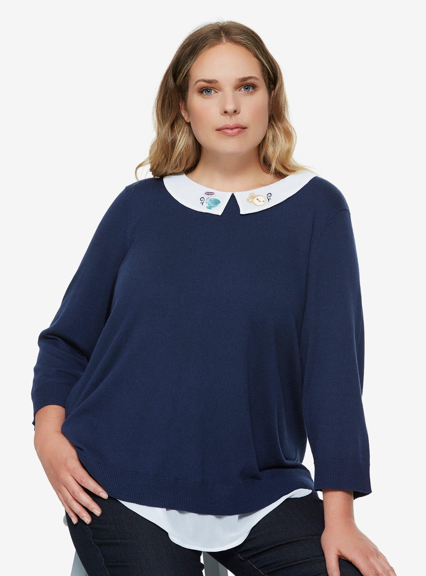 Disney Alice In Wonderland Tea For Two Layered Sweater Plus Size, MULTI, hi-res