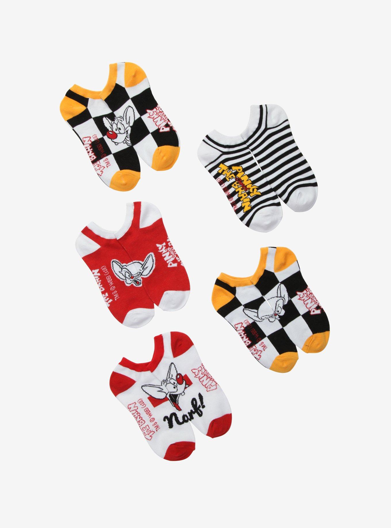 Pinky And The Brain No-Show Socks 5 Pair, , hi-res