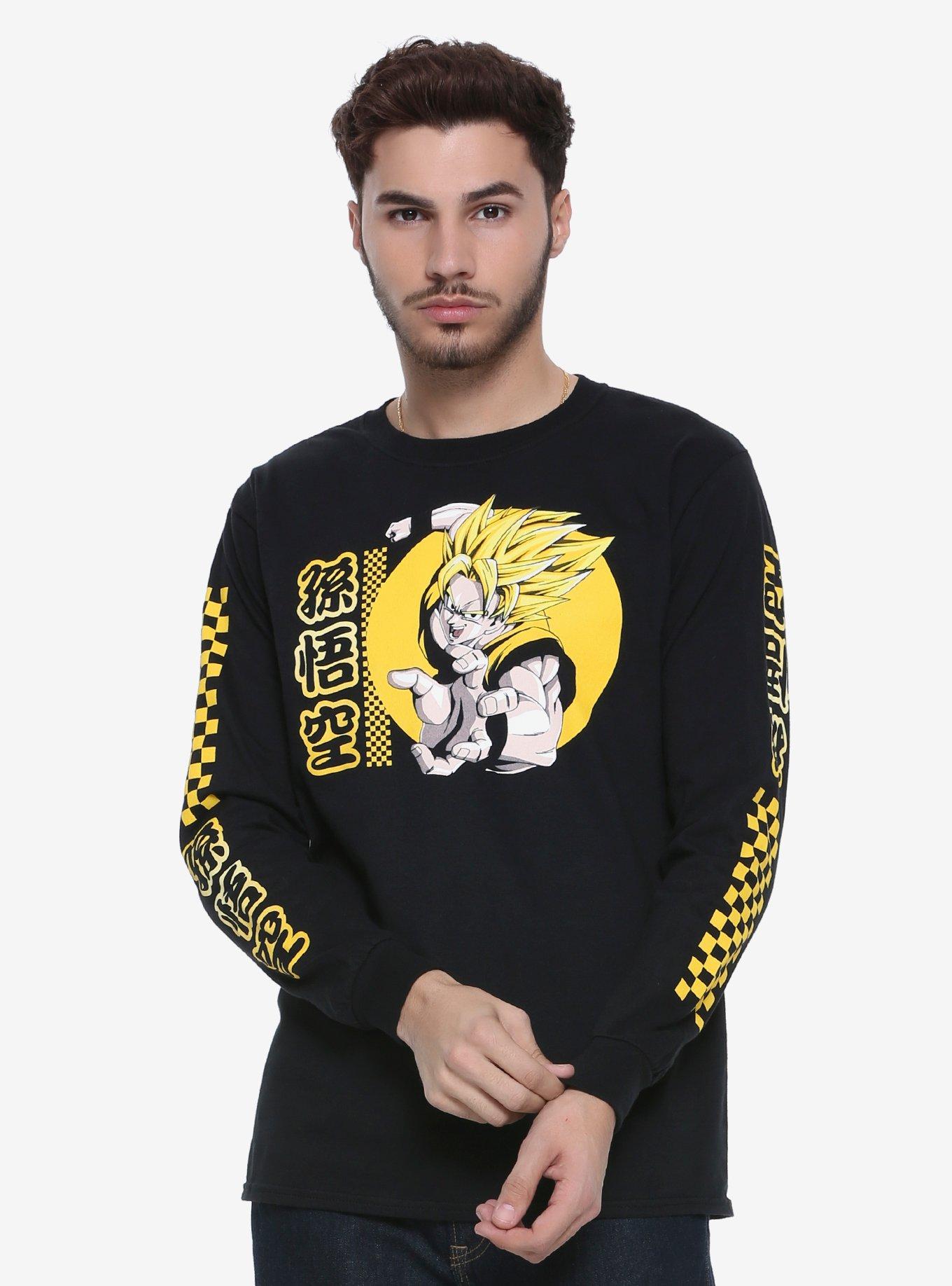 Dragon Ball Z Goku Checkered Long Sleeve T-Shirt - BoxLunch Exclusive, BLACK, hi-res