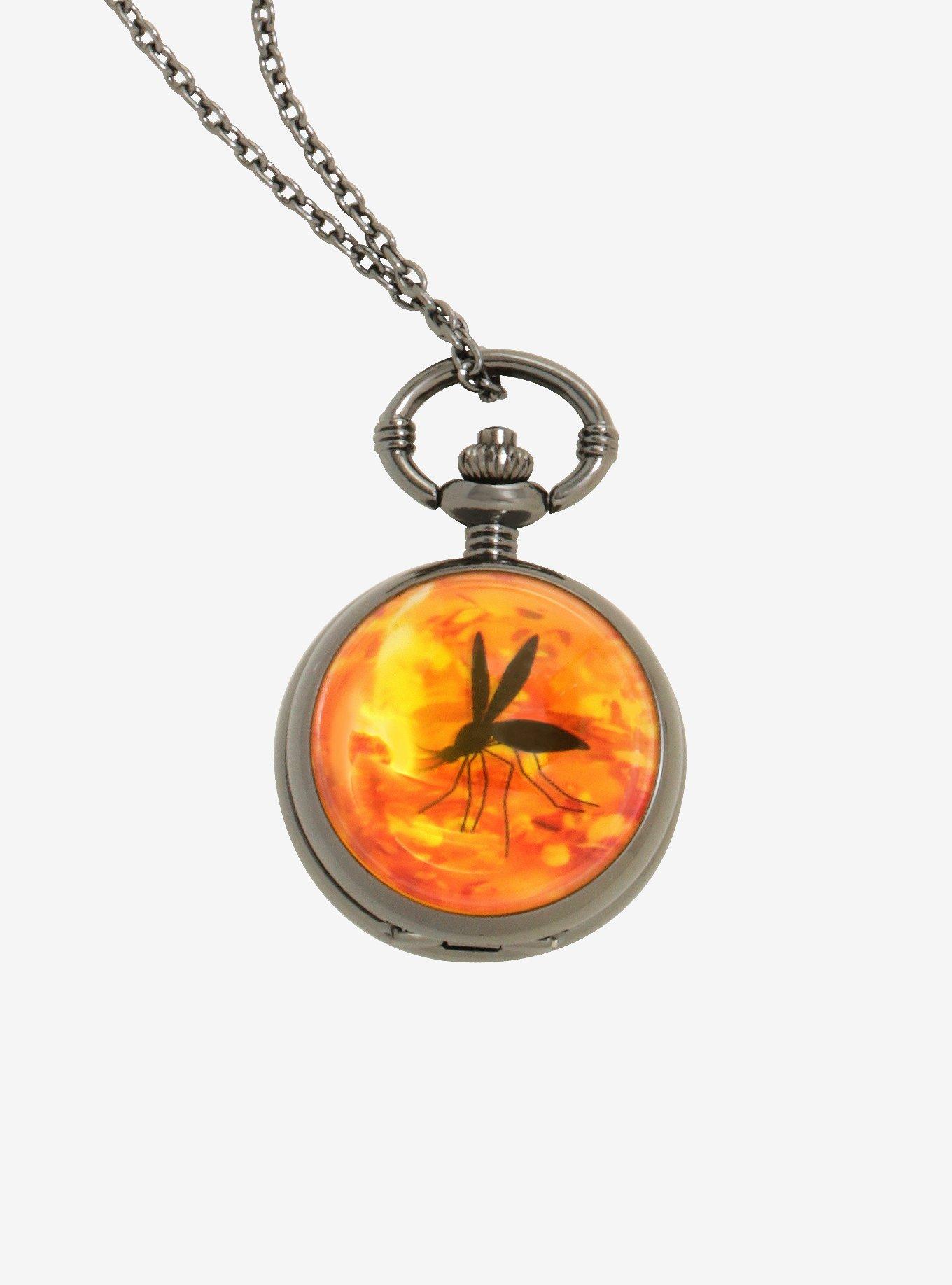 Jurassic Park Amber Mosquito Pendant Watch Necklace, , hi-res