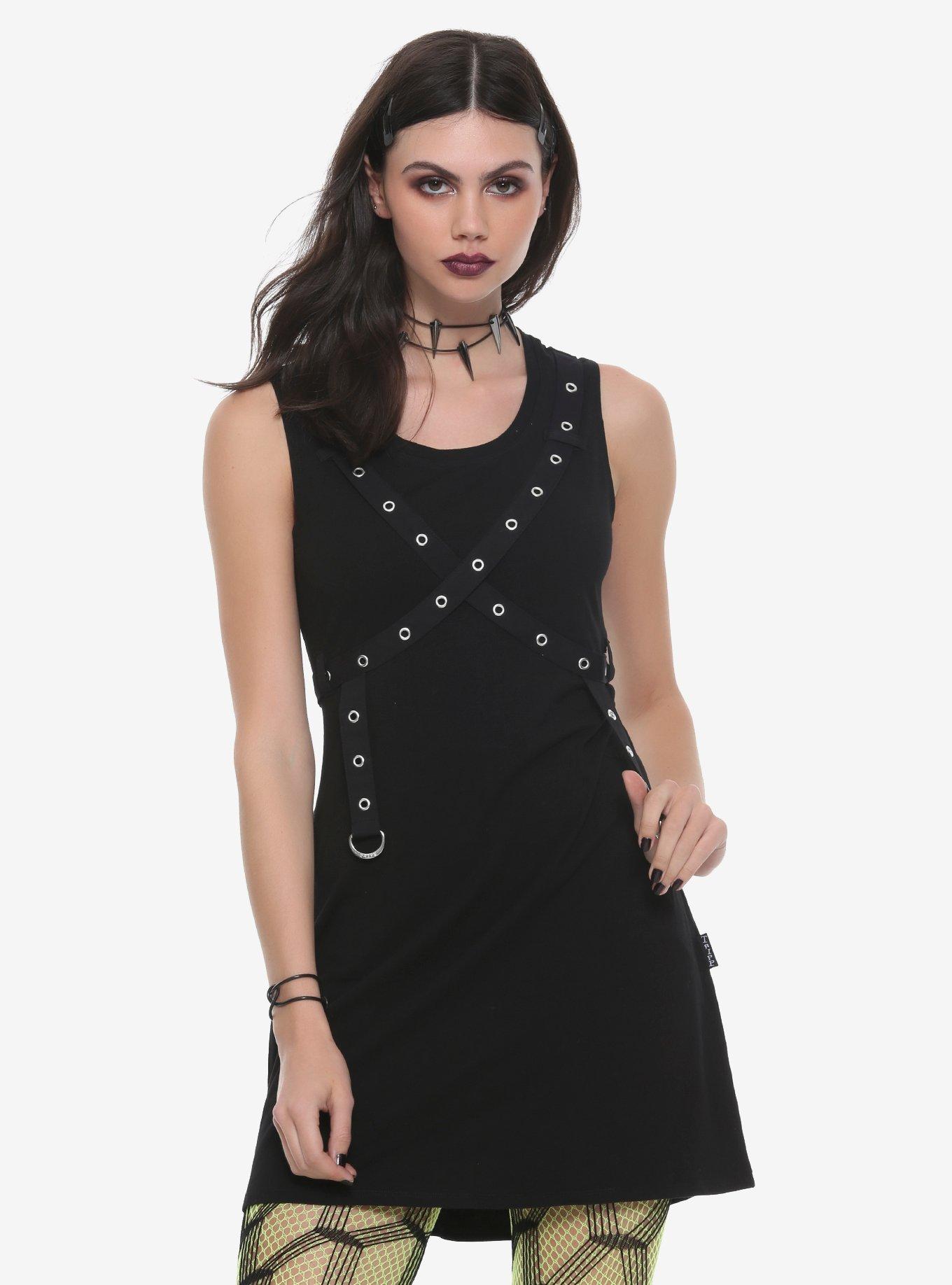 Tripp Grommet Cage Strap Dress, BLACK, hi-res