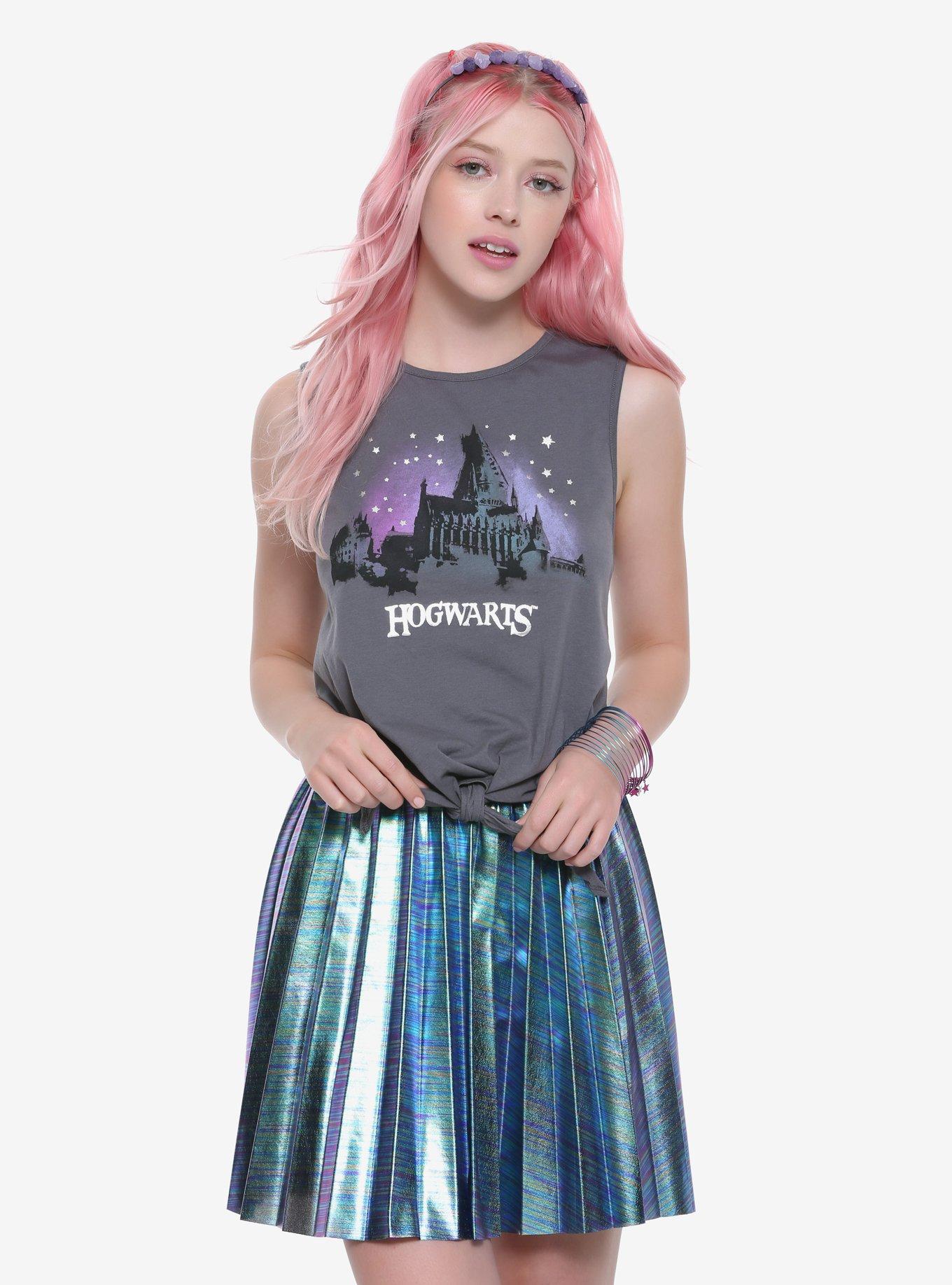 Harry Potter Hogwarts Tie-Front Girls Tank Top, MULTICOLOR, hi-res