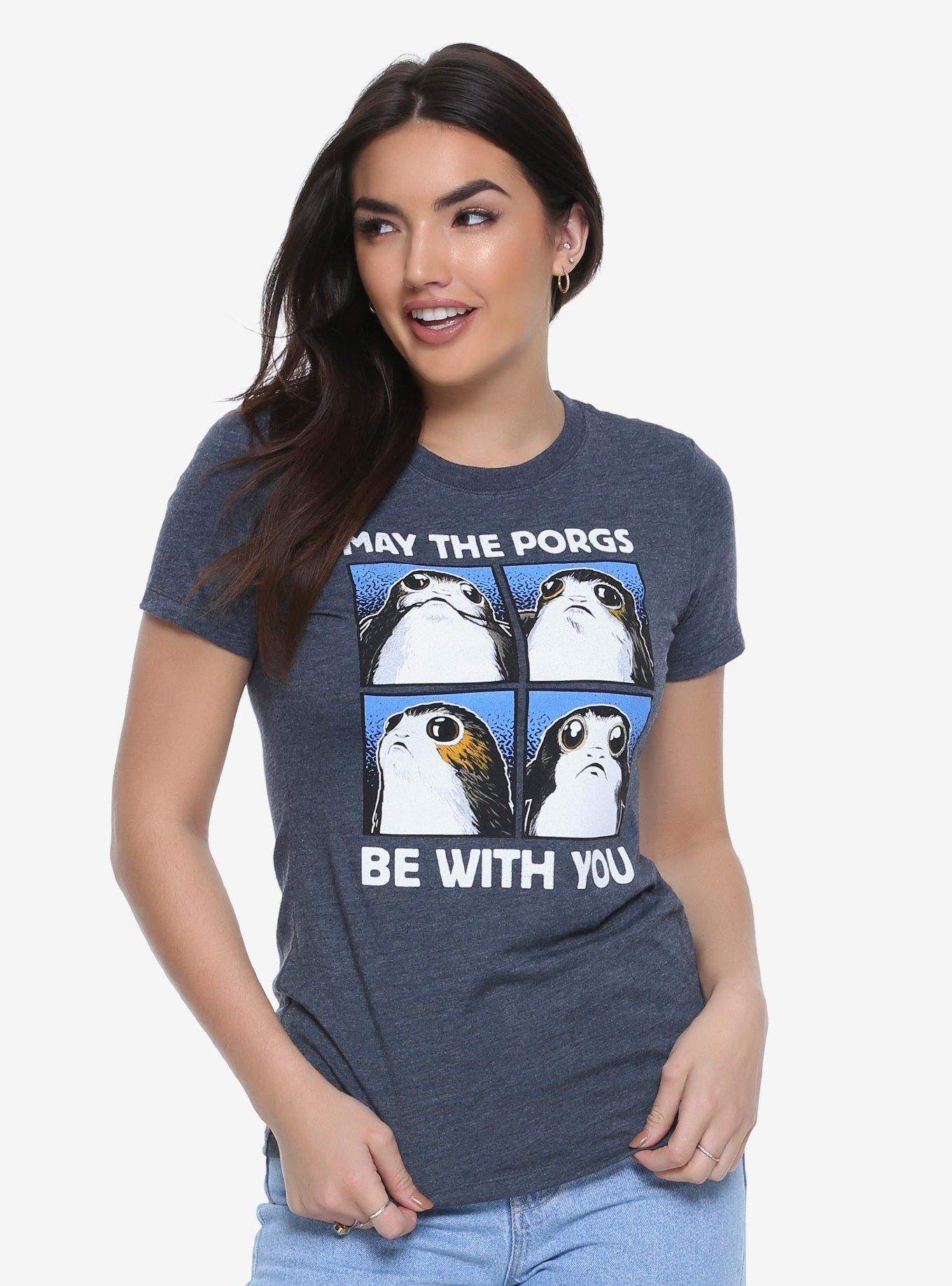 Star Wars: The Last Jedi Porgs Be With You Womens Tee - BoxLunch Exclusive, BLUE, hi-res