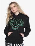 Rick And Morty Neon Green Outline Girls Hoodie, BLACK, hi-res