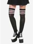 Blackheart Black & White Varsity Stripe Thigh Highs, , hi-res