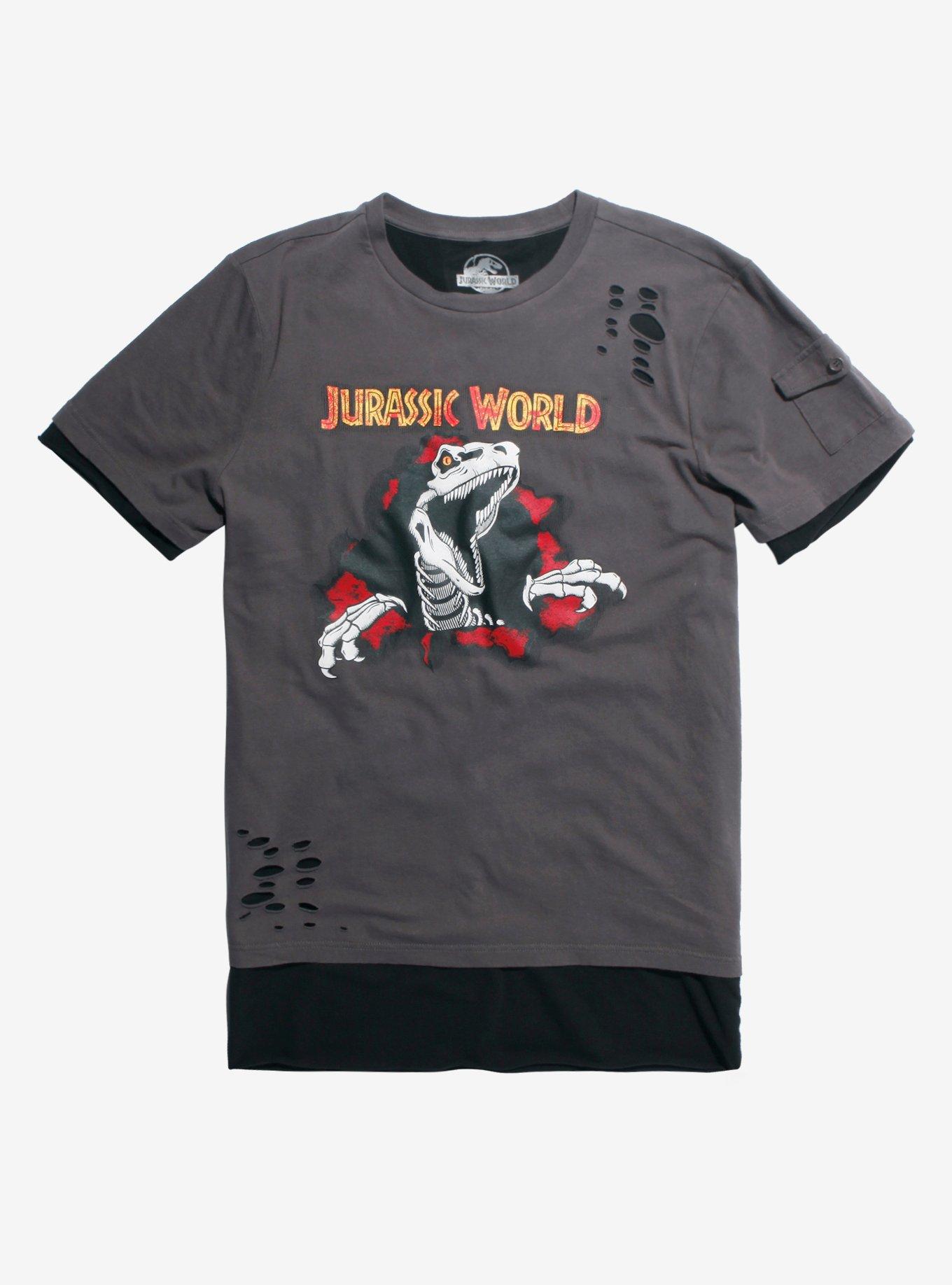 Jurassic World 2: Fallen Kingdom Distressed Layered T-Shirt, BLACK, hi-res