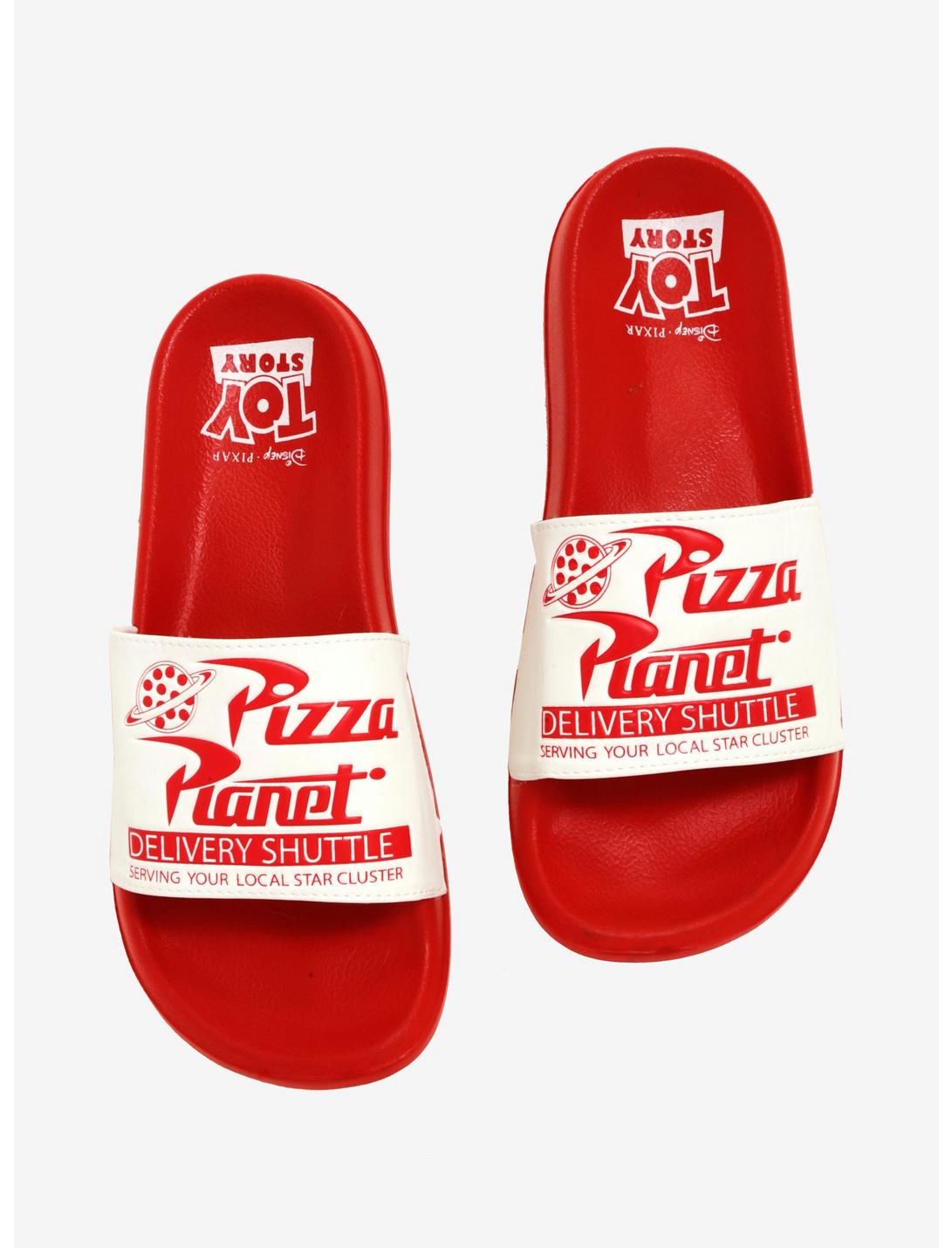 Disney Pixar Toy Story Pizza Planet Slide Sandals - BoxLunch Exclusive, RED, hi-res