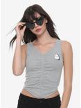 Grey Ruched Front K Bye Headstone Girls Tank Top, GREY, hi-res