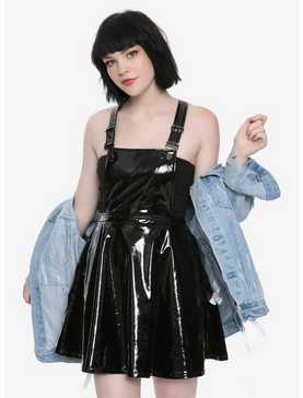 Black Faux Leather Skirtalls, , hi-res