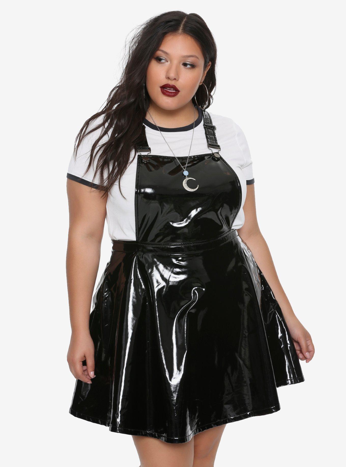 Black Faux Leather Skirtalls Plus Size