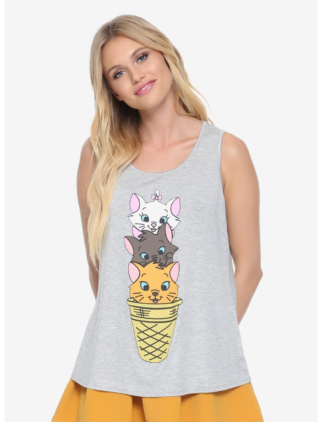 Disney The Aristocats Ice Cream Womens Tank Top - BoxLunch Exclusive, GREY, hi-res