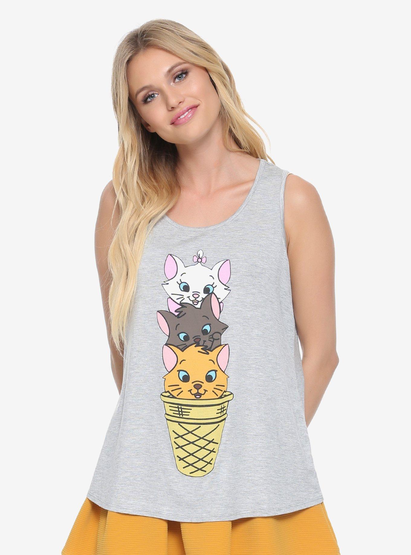 Disney The Aristocats Ice Cream Womens Tank Top - BoxLunch Exclusive, GREY, hi-res