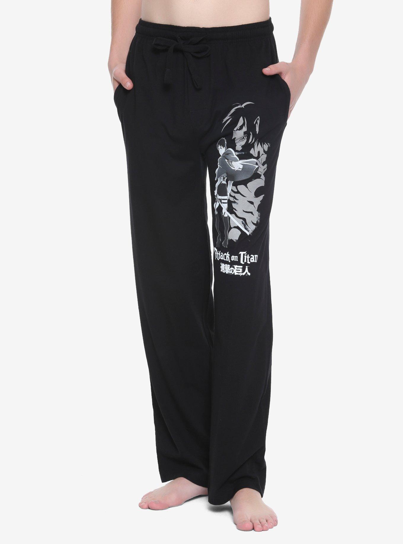 Attack On Titan Eren Yeager Guys Pajama Pants, BLACK, hi-res